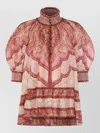 Zimmermann Tapestry-print Burgundy Silk Habotai Wanderlust Blouse In Pink