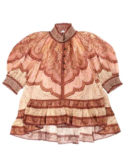 Zimmermann Wanderlust Ruffle Blouse In Pink