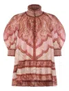 Zimmermann Tapestry-print Burgundy Silk Habotai Wanderlust Blouse In Multi