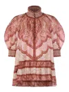 Zimmermann Tapestry-print Burgundy Silk Habotai Wanderlust Blouse In Red