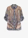 Zimmermann Wanderlust Printed Silk Shirt In Blue