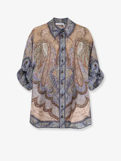 Zimmermann Wanderlust Silk Shirt In Blue