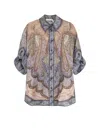 Zimmermann Wanderlust Multicolor Shirt With Classic Collar And All-over Print In Silk Woman In Multi