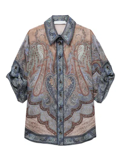 Zimmermann Wanderlust Silk Shirt In Multi