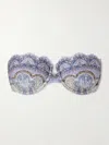 Zimmermann Wanderlust Strapless Embellished Paisley-print Bikini Top In Blue