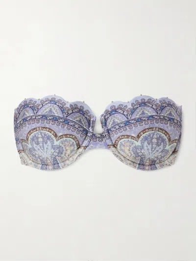 ZIMMERMANN WANDERLUST STRAPLESS EMBELLISHED PAISLEY-PRINT BIKINI TOP
