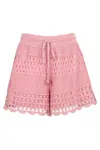 Zimmermann Wanderlust Crocheted Cotton-blend Shorts In Pink