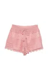 Zimmermann Wanderlust Crocheted Cotton-blend Shorts In Pink