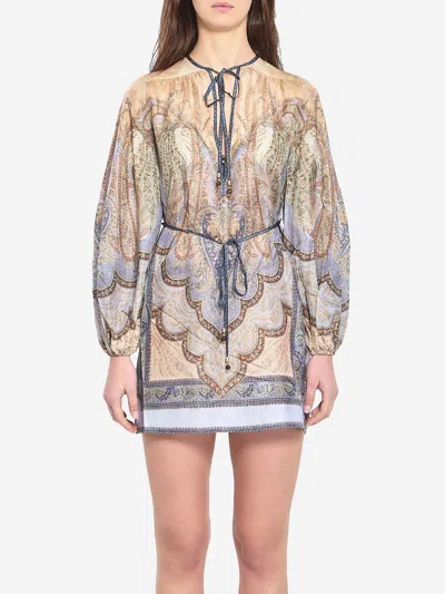 Zimmermann Wanderlust Tapestry Mini Dress In Multi