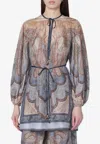 Zimmermann Wanderlust Tapestry Print Blouse In Brown