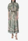 Zimmermann Wanderlust Tapestry Print Midi Billow Dress In Neutral