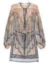 Zimmermann Wanderlust Belted Printed Silk Tunic In Multi