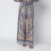 Zimmermann Wanderlust Multicolor Pants With Elastic Drawstring Waist And All-.over Print In Silk Woman In Multi