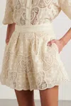 Zimmermann Wanderlust Crocheted Embroidered Cotton-blend Shorts In Neutral