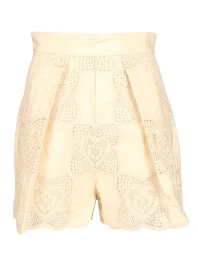 Zimmermann Wanderlust Tuck Short Trousers Beige In Neutral