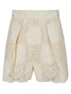 Zimmermann Wanderlust Crocheted Embroidered Cotton-blend Shorts In Neutral