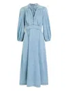 Zimmermann V-neck Flared Denim Midi Dress In Blue