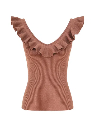 Zimmermann Wanderlust V-neck Top In Burgundy