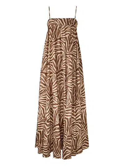 Zimmermann Wanderlust Zebra-print Midi Dress In Multi