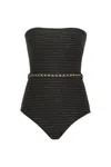 Zimmermann Waverly Bandeau Chain One Piece Black/gold In Multi
