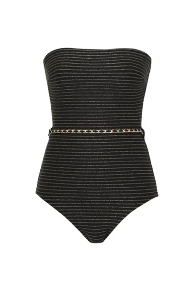 Zimmermann Waverly Bandeau Chain One Piece Black/gold In Multi