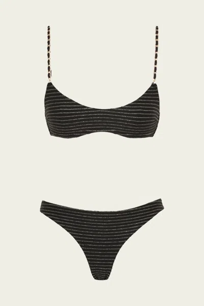 Zimmermann Waverly Chain Bikini In Black/gold