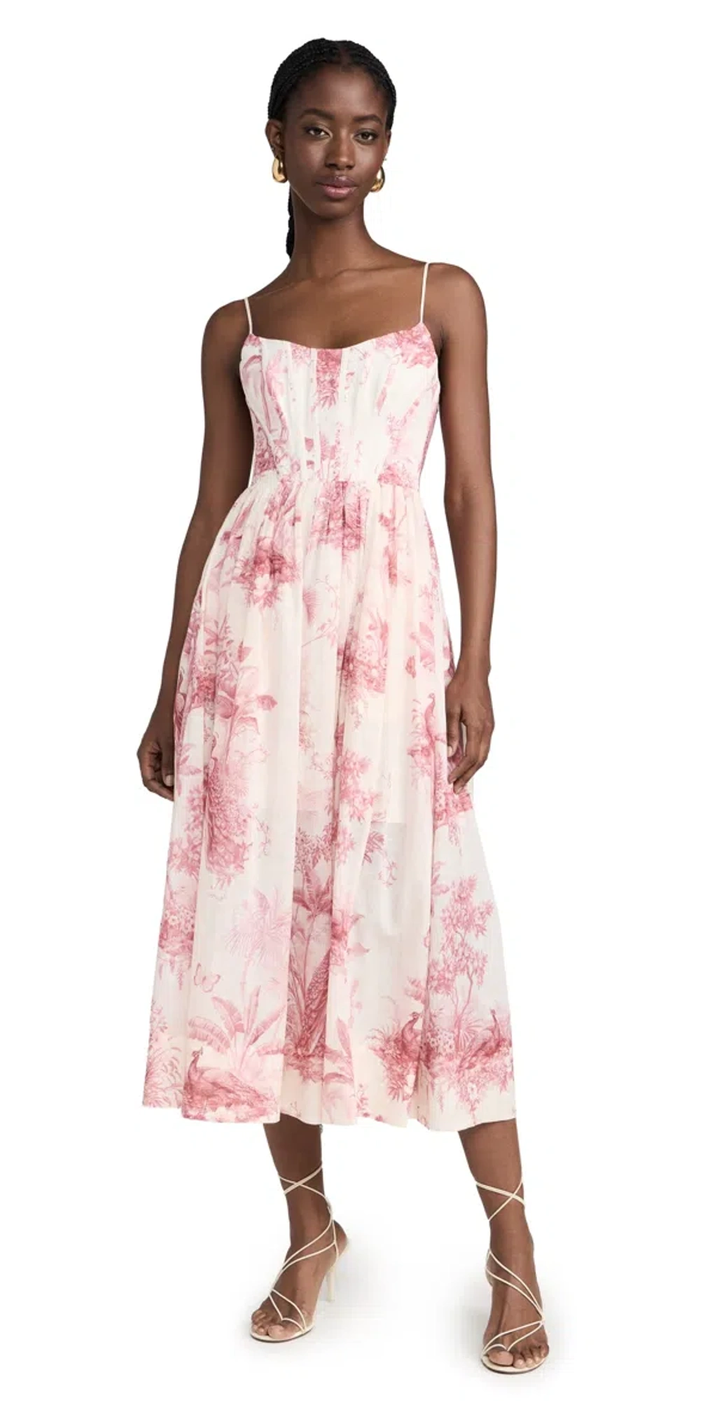 Zimmermann Waverly Pleated Floral-print Cotton Bustier Midi