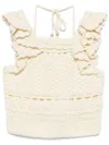 Zimmermann Womens Cream Waverly Ruffled Crochet Cotton Top In Neutrals