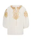 Zimmermann Waverly Embroidered Top In Cream/gold In Multi
