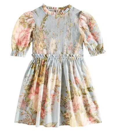Zimmermann Kids' Waverly Floral Cotton Dress In Multicoloured