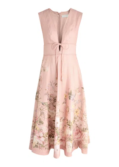Zimmermann Waverly Floral-print Linen Midi Dress In Multi Floral