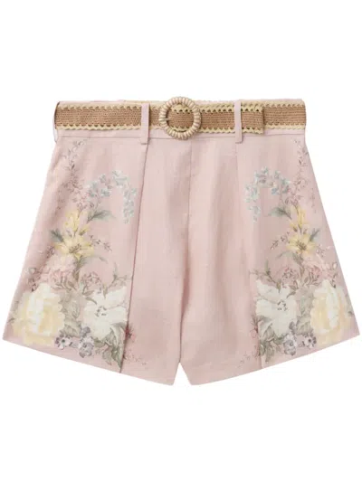 ZIMMERMANN WAVERLY FLORAL-PRINT LINEN SHORTS