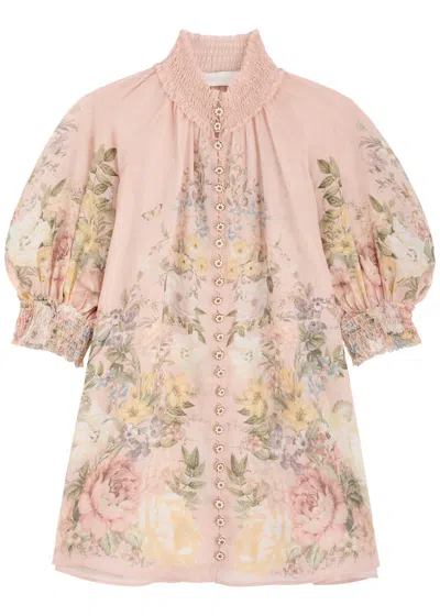 Zimmermann Waverly Short Sleeves Blouse Pink In Multi Floral