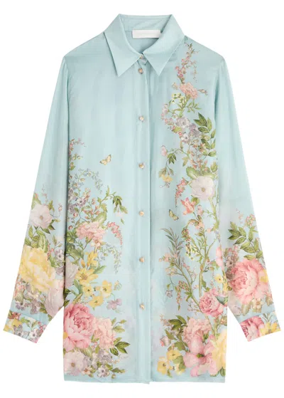 Zimmermann Waverly Floral-print Silk Shirt In Multi Floral