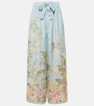 ZIMMERMANN WAVERLY FLORAL SILK PALAZZO PANTS