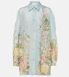 Zimmermann Floral-print Silk-habotai Shirt In Blue