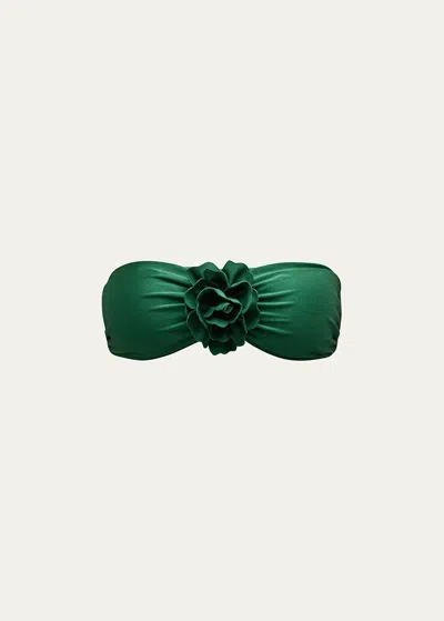 Zimmermann Women's Waverly Flower Bandeau Bikini Top In Emerald