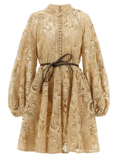 Zimmermann Waverly Lace Mini Dresses In Beige