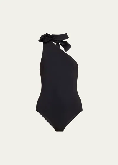 Zimmermann Women's Waverly One-shoulder One-piece Swimsuit In Noir