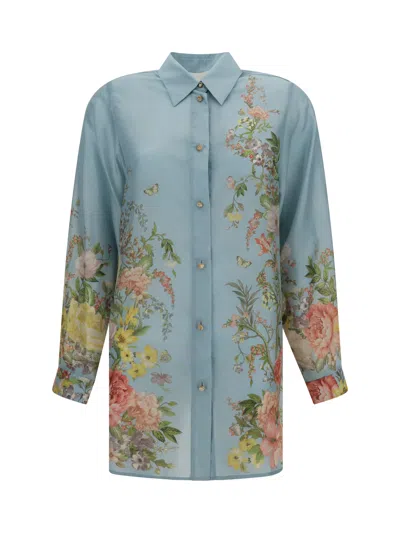 Zimmermann Waverly Relaxed Shirt In Blue Floral