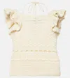 Zimmermann Womens Cream Waverly Ruffled Crochet Cotton Top In White