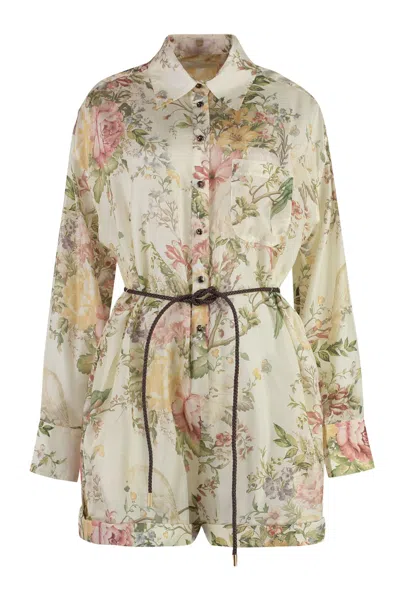 Zimmermann Waverly Short Printed Jumpsuit In Multicolor