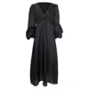 Zimmermann Wayfarer Cutout Midi Dress In Black Linen In Black