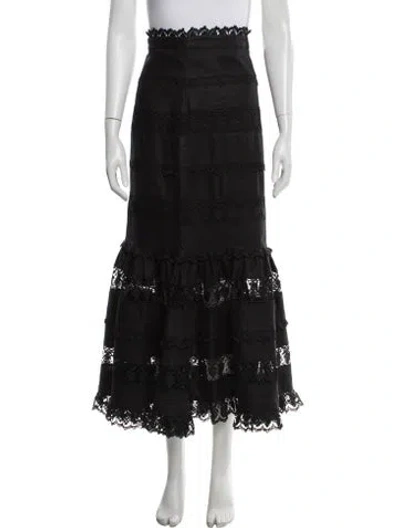 Pre-owned Zimmermann Wayfarer Panelled Long Skirt W/ Tags In Black