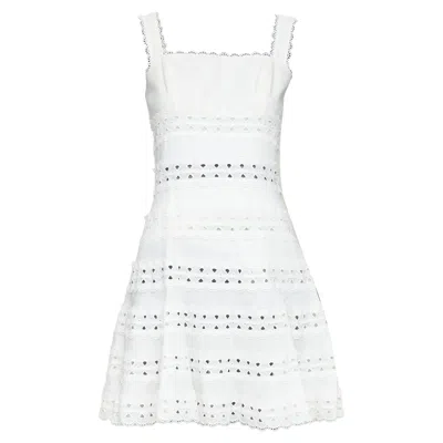 Zimmermann White 100% Linen Embroidered Anglais Cotton Sundress Sz.2 M