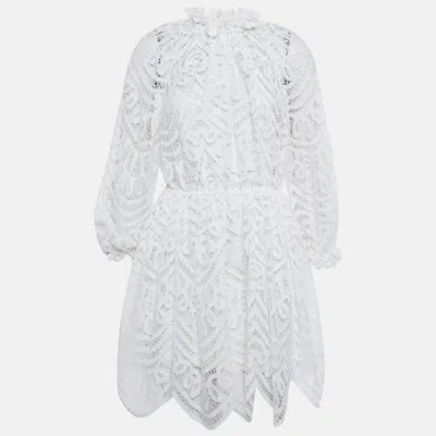 Zimmermann White Battenburg Lace Bonita Mini Dress