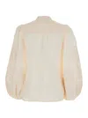 ZIMMERMANN WHITE BLOUSE WITH EMBROIDERY AND PUFFED SLEEVES IN LINEN WOMAN