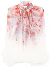 Zimmermann Crush Pleated Floral-print Crepon Blouse In Purple