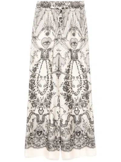 ZIMMERMANN WHITE CRUSH DRAW WAIST TROUSERS