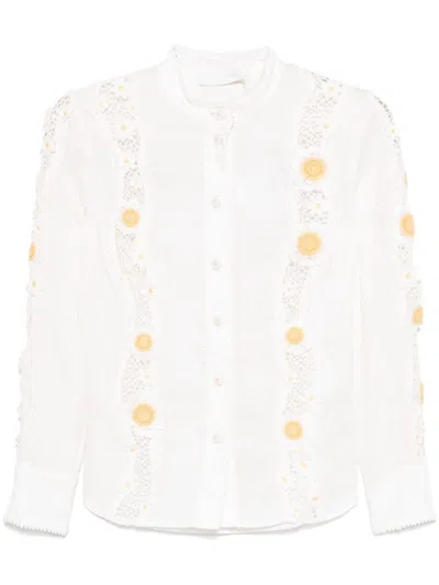 Zimmermann White Everley Shirt In Beige